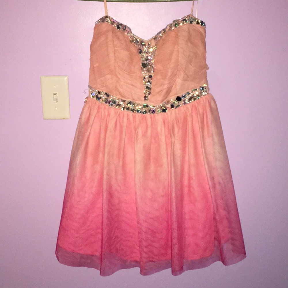 Pink Ombré Mini Prom Dress